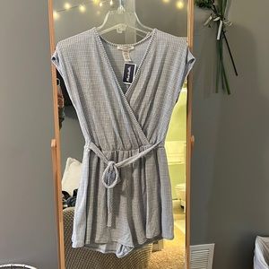 Light blue & white romper.